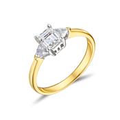 18ct Yellow Gold Emerald &amp; Trilliant Cut Diamond Engagement Ring image