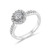 18ct White Gold Halo Style Ring With Diamond Shoulders image