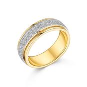 18ct Yellow &amp; White Gold Two Row Diamond Band image