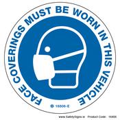 Face Coverings Must be Worn in Vehicle (Circular) - 16806