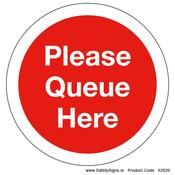 Please Queue Here - FloorSign (Circular) - 62020