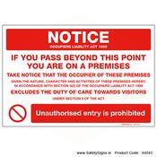 Occupiers Liability Act - 44045