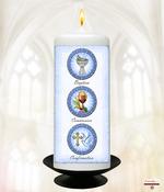 Font, Cross &amp;amp; Dove Blue 6 inch Christening Candle image