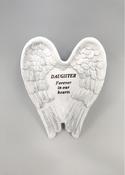 Daughter White and Silver Angel Wings Stone.