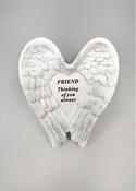 Friend White and Silver Angel Wings Stone.