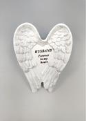 Husband White and Silver Angel Wings Stone.