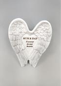 Mum &amp;amp; Dad White and Silver Angel Wings Stone.