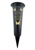 Special Uncle plastic spike memorial vase with Butterfly Decoration