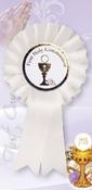 First Communion Rosette with Gold Stamped Chalice Picture