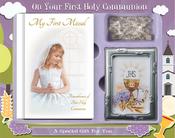 First Communion Gift Set Girl with Hardback Book, Photo Frame &amp;amp; Crystal Rosary Bead.