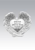 Silver Heart In Wings - Mum