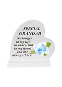 Grandad - Rose Design Heart Shaped Plaque.