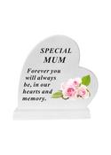 Mum - Rose Design Heart Shaped Plaque.
