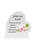 Nan - Rose Design Heart Shaped Plaque