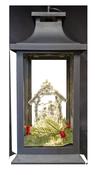 Christmas Lantern With Glass Nativity Scene &amp;amp; String Lights