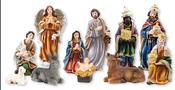 Resin Nativity Set - 5 Inch - Hand Painted - Gold Highlights