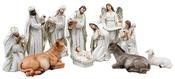 Resin Nativity Set - 4 Inch - Hand Painted - Gold Highlights