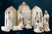 6.5 inch Hand Painted White Finish Nativity set with Shelter