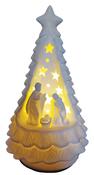 White Christmas Tree Nativity Scene - with Warm White LED