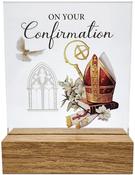 Confirmation Plaque - Glass with Wooden Base