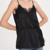 Black Lace Satin Cami - Size L