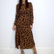 Ashanti Long Sleeve Split Midi Brown Leopard - Size 10 image