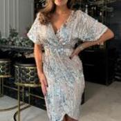 Novah Sequin Wrap Detailing Midi Dress - Size 10 image