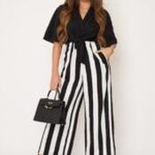 Elizabeth Stripe Tie Detail Jumpsuit - Size 10 image