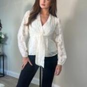 Brooke Wrap Tie Long Sleeve Burnout Cream - Size 12 image