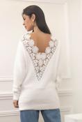Lace back Fluffy Jumper - Sassy Dresses