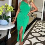 Fiji Apple Green One Shoulder Knot Skirt Midi Dress - Size 12