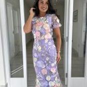 3D Lilac Floral Marie Midi Dress - Size S image
