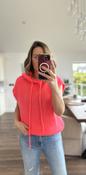 Neon Coral Sleeveless Hooded Knit - Sassy Dresses