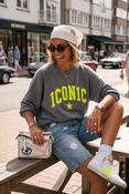 Iconic Sweatshirt Blue with Neon yellow - Sassy Dresses
