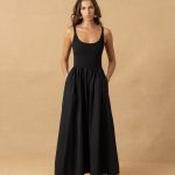 Black Cotton Summer Dress with pockets - Size M/L image