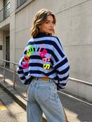 Navy and Blue Stripe Good Vibes Cardigan - Sassy Dresses