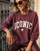 Plum and Ecru Iconic Cotton Sweatshirt - Sassy Dresses