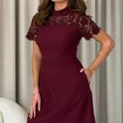 Dolcie Lace Detail Mini Dress Berry ( due in 21st) - Size 14 image