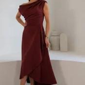 Florie Frill Wrap Maxi Dress Wine - Size 12 image