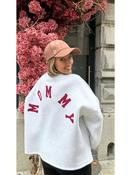 Grey Cotton Oversized Burgundy Mommy Sweatshirt - Sassy Dresses