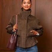 Brown High Neck Jacket - Size S/M image