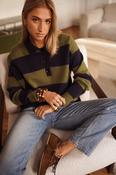 Khaki and Navy Stripe Polo Shirt - Sassy Dresses