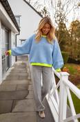 Blue Sweatshirt with Neon Yellow cuff - Sassy Dresses