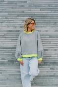 Grey Sweatshirt with Neon Yellow cuff - Sassy Dresses