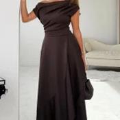 Florie Frill Wrap Maxi Dress Brown - Size 08 image