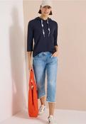 Navy 3/4 Sleeve Hooded Top