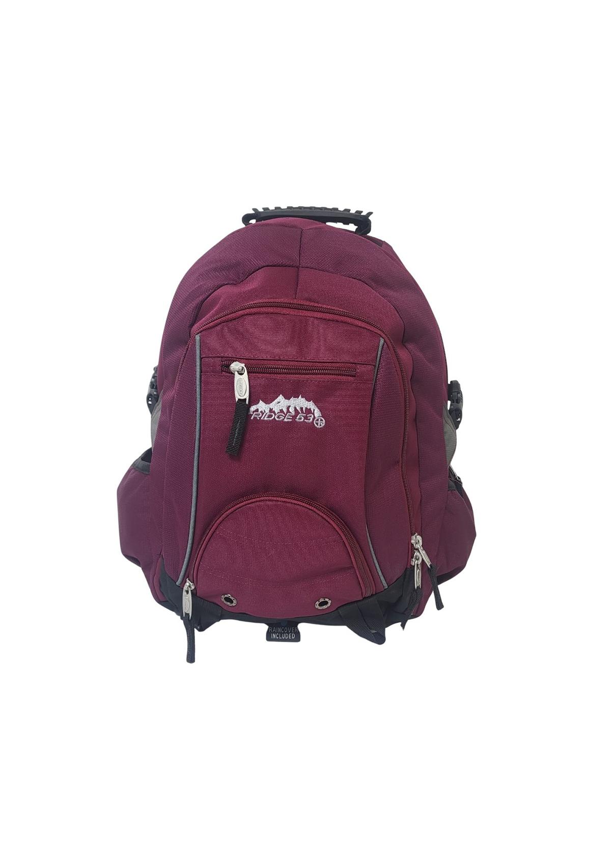 Ridge53 Bolton Backpack Maroon Nylon with Zippers, Handle, Buckle, Pockets