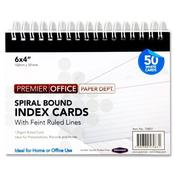 Premier Office Packet of 50 6" x 4" Spiral Ruled Index Cards - White image