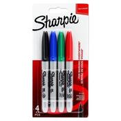 Sharpie - Permanent Markers - Fine Tip - Assorted Bold Colours - Pack of 4