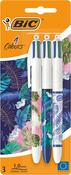 BIC Card 3 - 4 Colour Ballpoint Pens Botanical Decor image